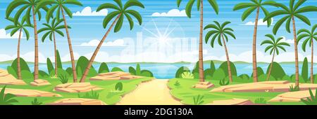 Panorama tropical. Illustration vectorielle avec calques séparés. Illustration de Vecteur