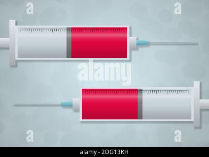 Illustration graphique de deux seringues avec espace de copie pour les problèmes de légalisation des drogues, de santé mentale, de crime et d'applications médicales de don Banque D'Images