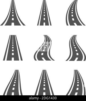 Symboles de route courbée. Autoroute et route, illustration des panneaux de direction Illustration de Vecteur