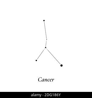 Signe de cancer. Carte des étoiles de la constellation du zodiaque. Illustration vectorielle Illustration de Vecteur