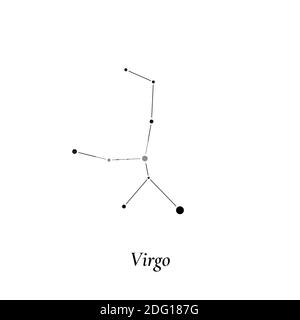 Signe Virgo. Carte des étoiles de la constellation du zodiaque. Illustration vectorielle Illustration de Vecteur