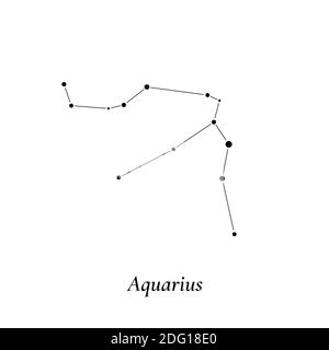 Signe Aquarius. Carte des étoiles de la constellation du zodiaque. Illustration vectorielle Illustration de Vecteur