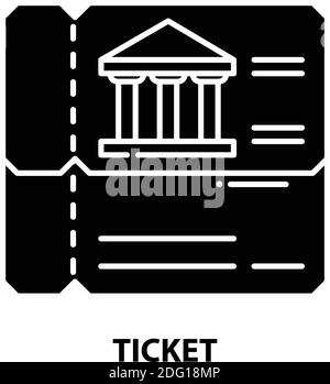 icône du ticket, signe vectoriel noir avec traits modifiables, illustration du concept Illustration de Vecteur