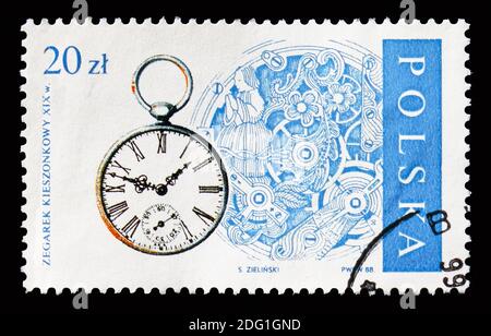MOSCOU, RUSSIE - 18 AOÛT 2018 : un timbre imprimé en Pologne montre , série, circa Banque D'Images