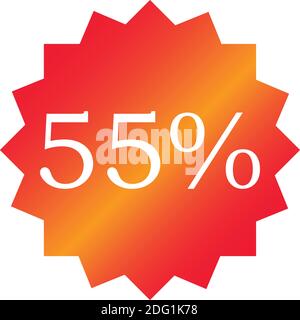 Modèle de badge vecteur d'étiquette de solde, 55 symboles d'étiquette de rabais, icône plate de promotion, emblème d'autocollant de liquidation, signe dégradé rouge de solde de solde, design moderne Illustration de Vecteur