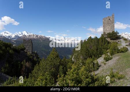 Bormio, Italie - 31 mai 2020: Vue de Torri di Fraele dans la montagne près de Bormio Banque D'Images