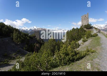 Bormio, Italie - 31 mai 2020: Vue de Torri di Fraele dans la montagne près de Bormio Banque D'Images