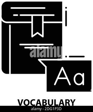 icône de vocabulaire, signe vectoriel noir avec traits modifiables, illustration de concept Illustration de Vecteur