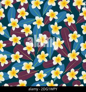 Design élégant et tendance avec motif à répétition vectoriel de texture à petites fleurs magnifiques fleurs frangipani dessinées à la main pour l'impression et le textile Illustration de Vecteur