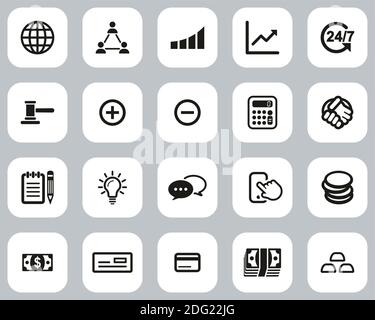 Ensemble de design plat noir et blanc Trade or Exchange Icons Grande Illustration de Vecteur