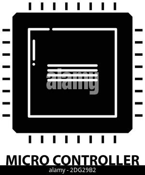 icône du micro-contrôleur, signe vectoriel noir avec traits modifiables, illustration du concept Illustration de Vecteur