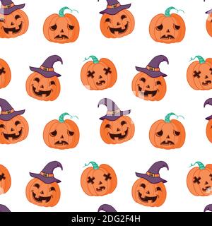 Motif Halloween sans couture avec citrouille Illustration de Vecteur