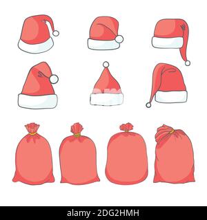 Ensemble sac et chapeau de Noël à motif vectoriel Illustration de Vecteur