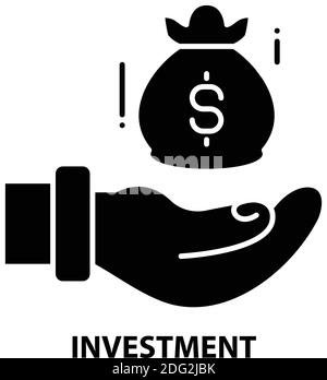 icône investissements, signe vectoriel noir avec traits modifiables, illustration de concept Illustration de Vecteur