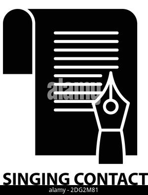 icône de contact de chant, signe vectoriel noir avec traits modifiables, illustration de concept Illustration de Vecteur