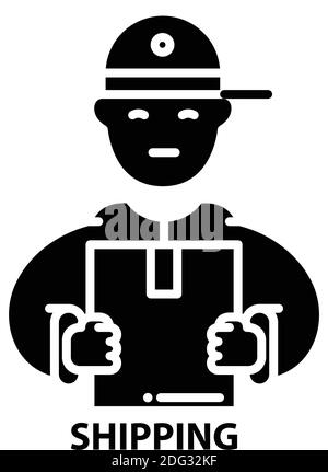icône d'expédition, signe vectoriel noir avec traits modifiables, illustration du concept Illustration de Vecteur
