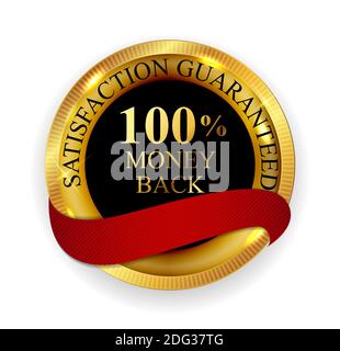 Qualité Premium 100 argent Retour Golden Medal Icon Seal Sign isolé sur fond blanc. Illustration Banque D'Images