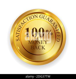 Qualité Premium 100 argent Retour Golden Medal Icon Seal Sign isolé sur fond blanc. Illustration Banque D'Images