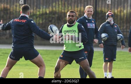 Stade Murrayfield. Edimbourg.Ecosse. Royaume-Uni 7 décembre 20 Edinburgh Rugby Eroni Sau session d'entraînement pour le match de la coupe des champions Heineken contre la Rochelle . Crédit : eric mccowat/Alay Live News Banque D'Images