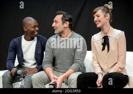 Gilles Lellouche, Louise Bourgoin et un acteur présentent le film sous le Meme Tait lors de la 20e édition de l'Alpe d'Huez Comedy film Festival à l'Alpe d'Huez, France, le 19 janvier 2016. Photo de Julien Reynaud/APS-Medias/ABACAPRESS.COM Banque D'Images