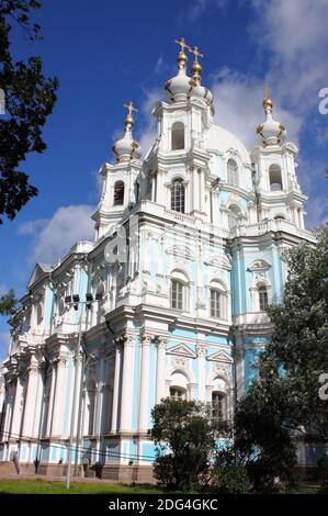 Cathédrale de Smolny à Saint-Pétersbourg Banque D'Images