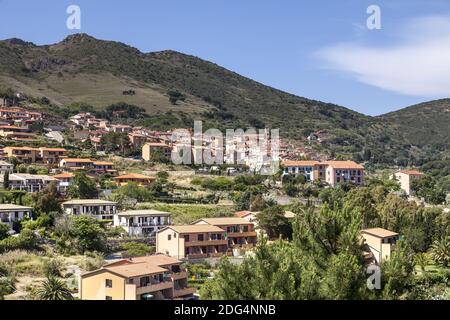 Rio nell'Elba, village à une colline, Elba, Toscane Banque D'Images