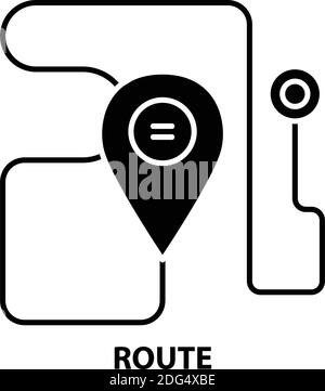 icône d'itinéraire, signe vectoriel noir avec traits modifiables, illustration de concept Illustration de Vecteur