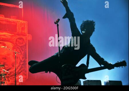 Green Day (Billie Joe Amstrong), groupe punk californien, au accorhotels Arena de Paris, France, le 3 février 2017. Photo de Yasmine Hammou/ABACAPRESS.COM Banque D'Images