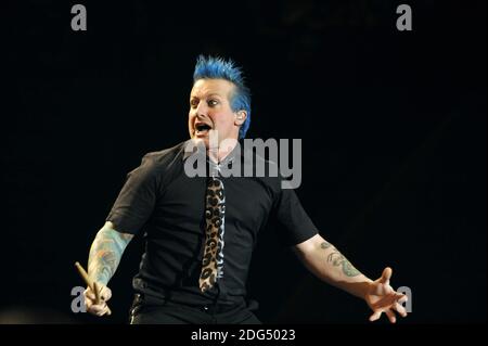 Green Day (Tré Cool), groupe punk californien, au accorhotels Arena de Paris, France, le 3 février 2017. Photo de Yasmine Hammou/ABACAPRESS.COM03/02/2017 - Paris Banque D'Images