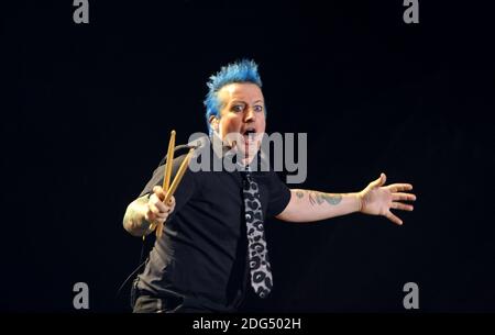 Green Day (Tré Cool), groupe punk californien, au accorhotels Arena de Paris, France, le 3 février 2017. Photo de Yasmine Hammou/ABACAPRESS.COM03/02/2017 - Paris Banque D'Images