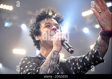 Green Day (Billie Joe Amstrong), groupe punk californien, au accorhotels Arena de Paris, France, le 3 février 2017. Photo de Yasmine Hammou/ABACAPRESS.COM03/02/2017 - Paris Banque D'Images