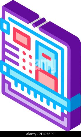 illustration vectorielle de l'icône isométrique à l'arrière du système informatique avec ports Illustration de Vecteur