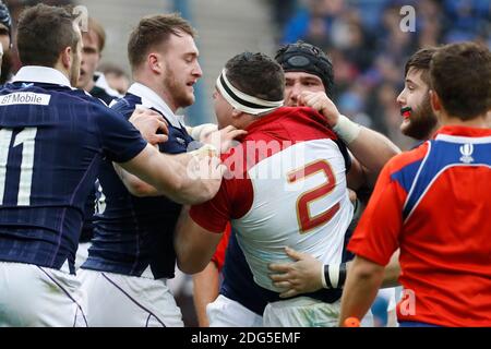 Combat général lors du tournoi de rugby RBS 6 Nations, France contre Ecosse, au Stade de France, St-Denis, France, le 12 février 2017. La France a gagné 22-16. Photo de Henri Szwarc/ABACAPRESS.COM Banque D'Images