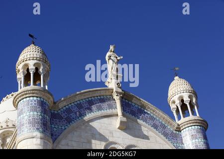 Vue générale de la basilique notre-Dame d'Afrique dans le quartier de Bab el-Oued à Alger, Algérie, le 14 février 2017. Photo de Billal Bensalem/APP/ABACAPRESS.COM Banque D'Images