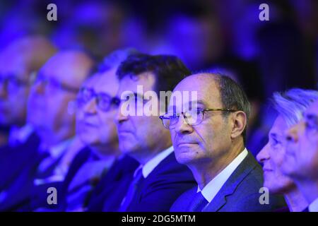 Le député des Républicains, Eric Woerth, assiste au rassemblement de campagne de l'ancien Premier ministre et candidat à l'élection présidentielle pour le parti politique de droite "les Républicains" (LR) de François Fillon, le 15 février 2017 à Compiegne, en France. La campagne de M. Fillon a fait des chageries depuis que le journal hebdomadaire le Canard Enchaine a révélé que sa femme et ses enfants avaient reçu des fonds publics pour des travaux prétendument falsifiés en tant qu'aides parlementaires. Mardi, le Canard Enchaine a rapporté que le porte-parole de M. Fillon, Thierry Solere, avait fait l'objet d'une enquête sur la fraude fiscale. Photo de François Pauletto/ABACAPRESS.COM Banque D'Images