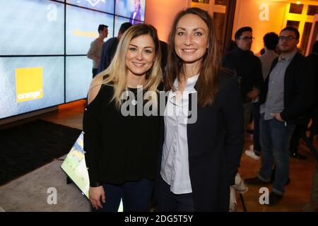 Exclusif - Laure Boulleau et Gaetane Thiney lors de la soirée Orange E-Ligue 1 en présence de Bafetimbi Gomis et Blaise Matuidi. Semaine de Classico oblige, ils joueront la première manche du match OM-PSG sur FIFA 17, a la boutique Orange Opera, le 20 fevrier 2017 a Paris, France. Photo de Jerome Domine/ABACAPRESS.COM Banque D'Images