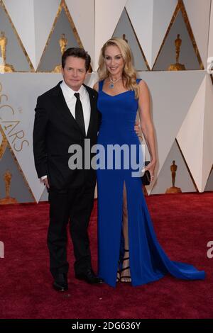 Michael J. Fox et Tracy Pollan arrivent pour la 89e cérémonie des Oscars au Dolby Theatre de Los Angeles, CA, USA, le 26 février 2017. Photo de Lionel Hahn/ABACAPRESS.COM Banque D'Images