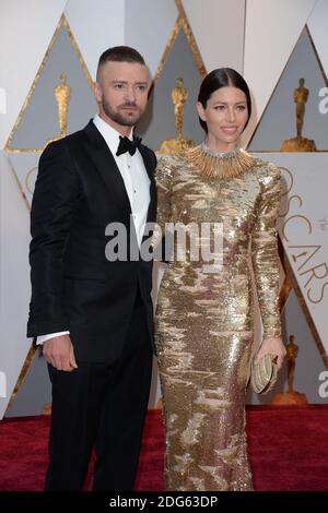 Jessica Biel et Justin Timberlake arrivent pour la 89e cérémonie des Oscars au Dolby Theatre de Los Angeles, CA, Etats-Unis, le 26 février 2017. Photo de Lionel Hahn/ABACAPRESS.COM Banque D'Images