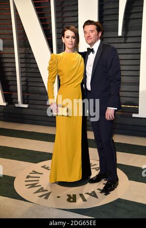 Sarah Paulson et Jason Butler Harner arrivent à la Vanity Fair Oscar Party à Beverly Hills, Los Angeles, CA, États-Unis, le 26 février 2017. Photo de David Niviere/ABACAPRESS.COM Banque D'Images