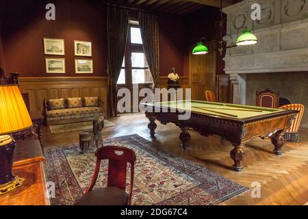 Vue générale de la salle de billard après sa restauration, au Château d'Azay-le-Rideau, à Azay-le-Rideau, en France, le 28 février 2017. Photo de Pascal Avenet/ABACAPRESS.COM Banque D'Images