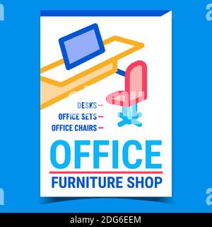 Affiche promotionnelle de la boutique de meubles de bureau Illustration de Vecteur