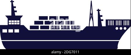 Illustration isolée vectorielle de modèle de conception d'icône de navire de chargement Illustration de Vecteur