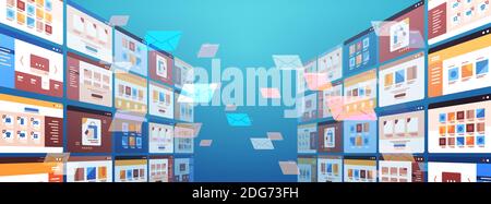 dossiers enveloppes de courrier cloud fichier de données internet icône documents navigateur illustration du vecteur horizontal de l'interface utilisateur du système d'exploitation windows Illustration de Vecteur