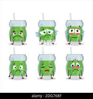 Personnage de dessin animé de jus d'avocat avec une expression triste. Illustration vectorielle Illustration de Vecteur