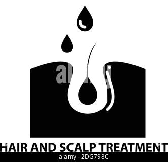 icône de traitement des cheveux et du cuir chevelu, signe vectoriel noir avec traits modifiables, illustration de concept Illustration de Vecteur