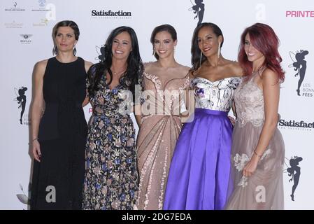 De gauche à droite, Melody Vilbert, Miss France 2004, Nathalie Marquay, Miss France 1987, Marine Lorphelin, Miss France 2013, Corinne Coman, Miss France 2003 et Delphine Wespiser, Miss France 2012 participent au premier gala de charité 'les bonnes Feess' à l'Hôtel d'Evreux, le 20 mars 2017 à Paris, en France. Photo Edouard BERNAUX/ABACAPRESS.COM Banque D'Images