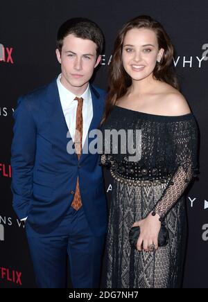 Dylan Minnette et Katherine Langford assistent à la première de Netflixs 13 raisons Pourquoi à Paramount Pictures le 30 mars 2017 à Los Angeles, CA, Etats-Unis. Photo de Lionel Hahn/ABACAPRESS.COM Banque D'Images