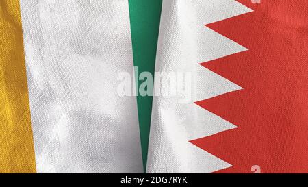 Bahreïn et Côte d'Ivoire Côte d'Ivoire deux drapeaux tissu textile Rendu 3D Banque D'Images