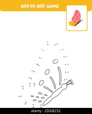 Connectez le jeu de points avec un joli papillon. Illustration de Vecteur
