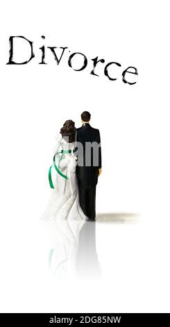 Couple de mariage avec texte de divorce Banque D'Images